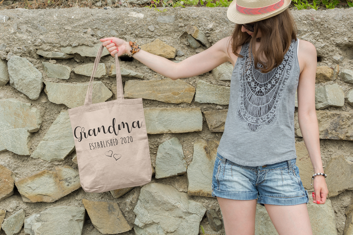 Grandma EST. 2020 Tote, Grocery Tote, Book Tote, Office Tote, 100% Cotton Tote