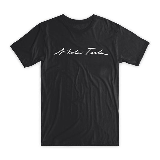 Nikola Tesla Signature T-Shirt 100% Cotton Premium Inventor Tee
