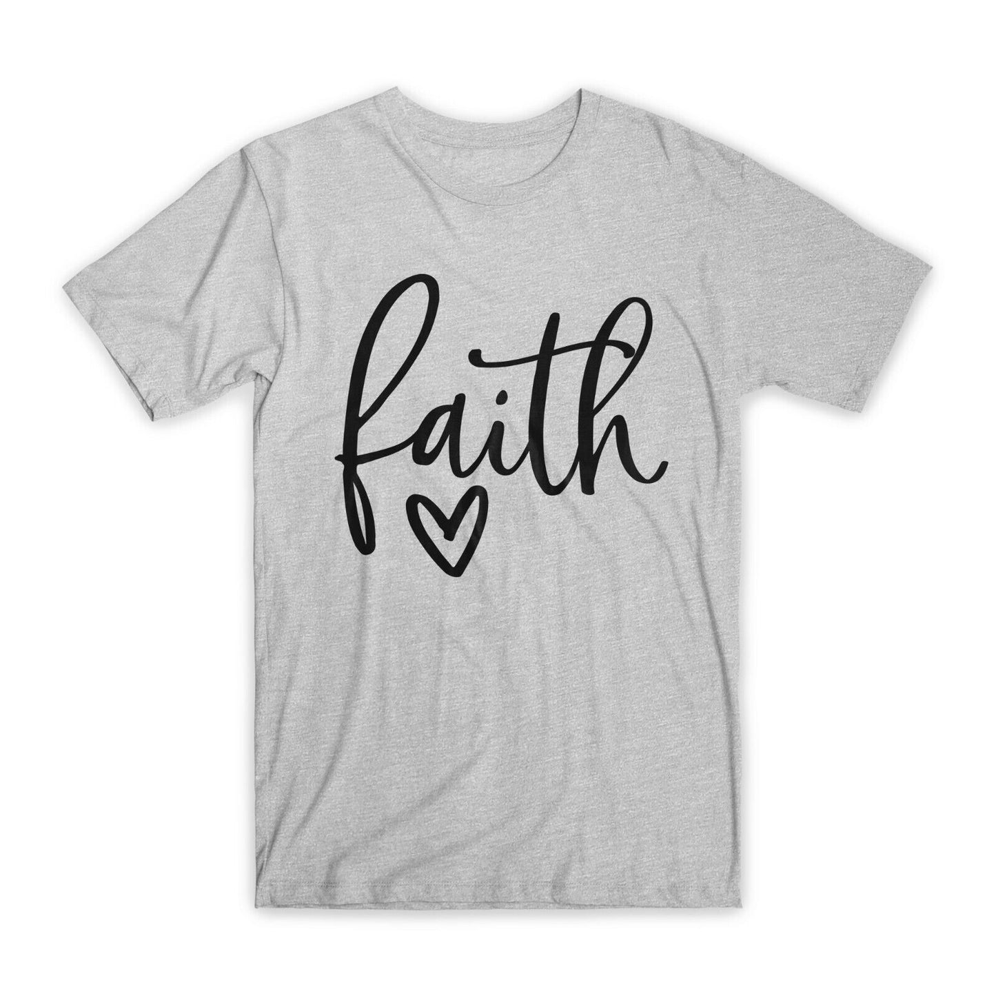 Faith Heart Printed T-Shirt Premium Soft Cotton Crew Neck Funny Tees Gifts NEW