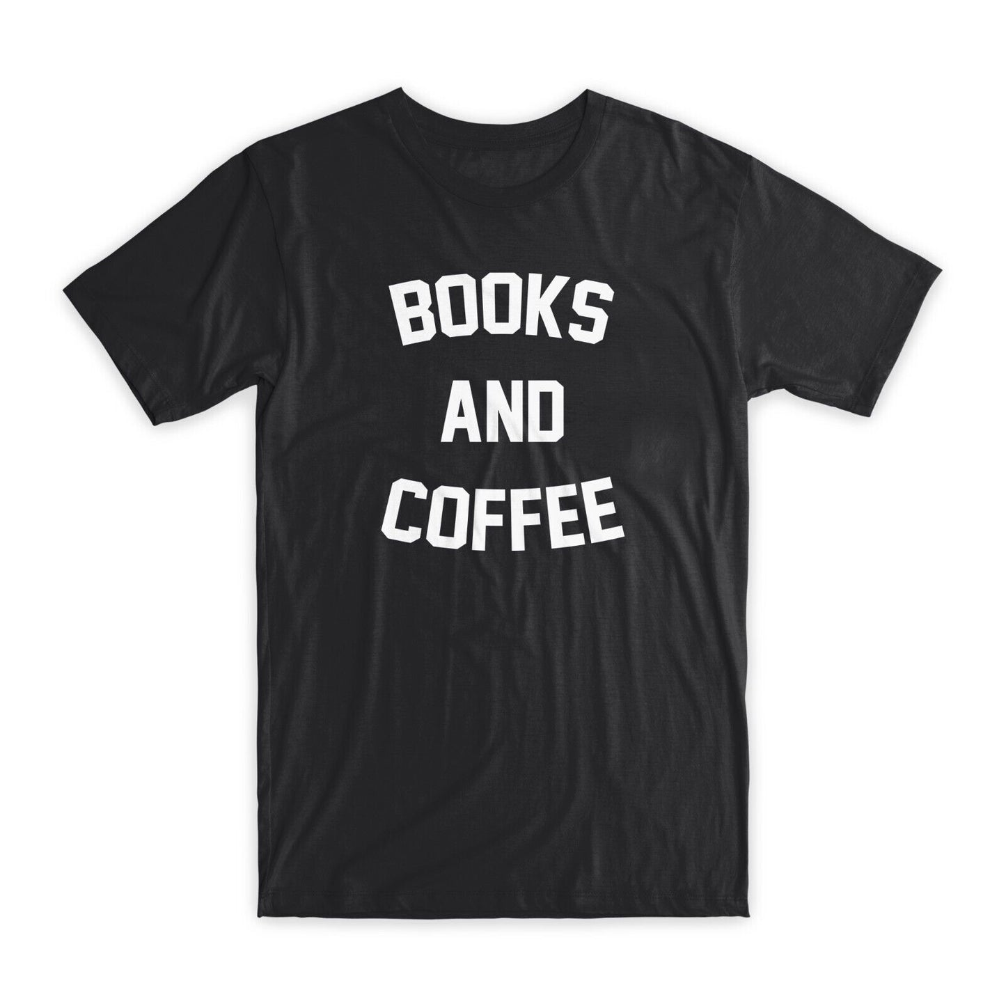 Books and Coffee Print T-Shirt Premium Soft Cotton Crew Neck Funny Tee Gift NEW