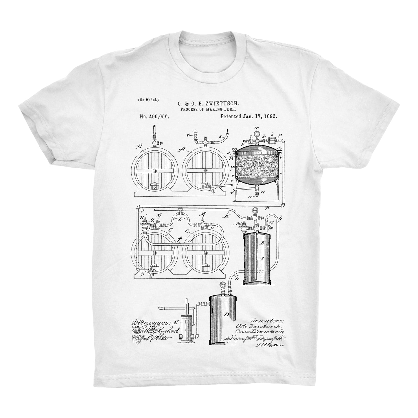 Beer Patent Half Sleeve Cotton T-Shirt