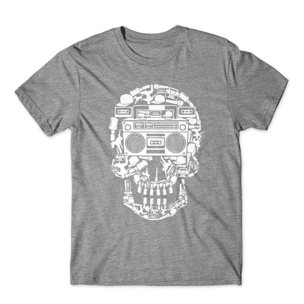 Boombox Skull Music T-Shirt 100% Cotton Premium Tee NEW