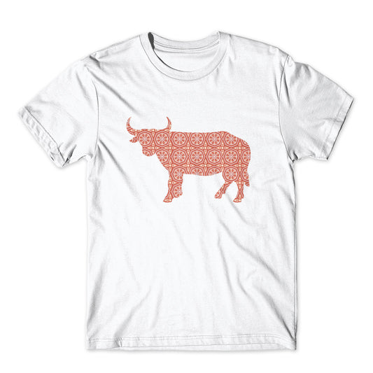 Stylish Ornament Bull Printed T-Shirt 100% Cotton Premium Tee NEW