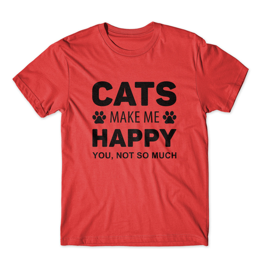 Cats Make Me Happy T-Shirt 100% Cotton Premium Tee