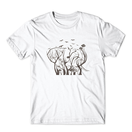 Elephant in Tree Birds T-Shirt 100% Cotton Premium Tee NEW