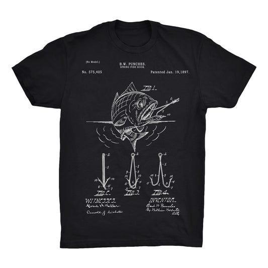 Fish Hook Patent Patent Patent 100% Cotton Premium T-Shirt