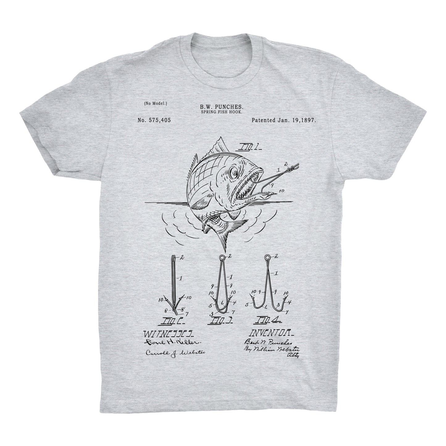 Fish Hook Patent Patent Patent 100% Cotton Premium T-Shirt