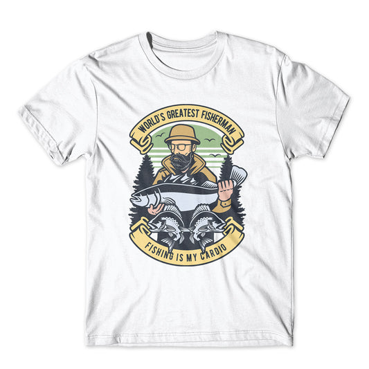 World's Greatest Fisherman T-Shirt 100% Cotton Premium Tee NEW
