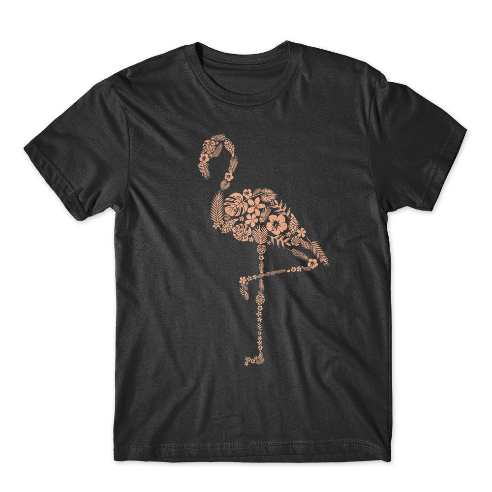 Flamingo In Flowers T-Shirt 100% Cotton Premium Tee NEW