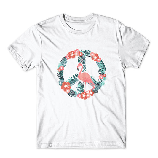 Flamingo Peace T-Shirt 100% Cotton Premium Tee NEW