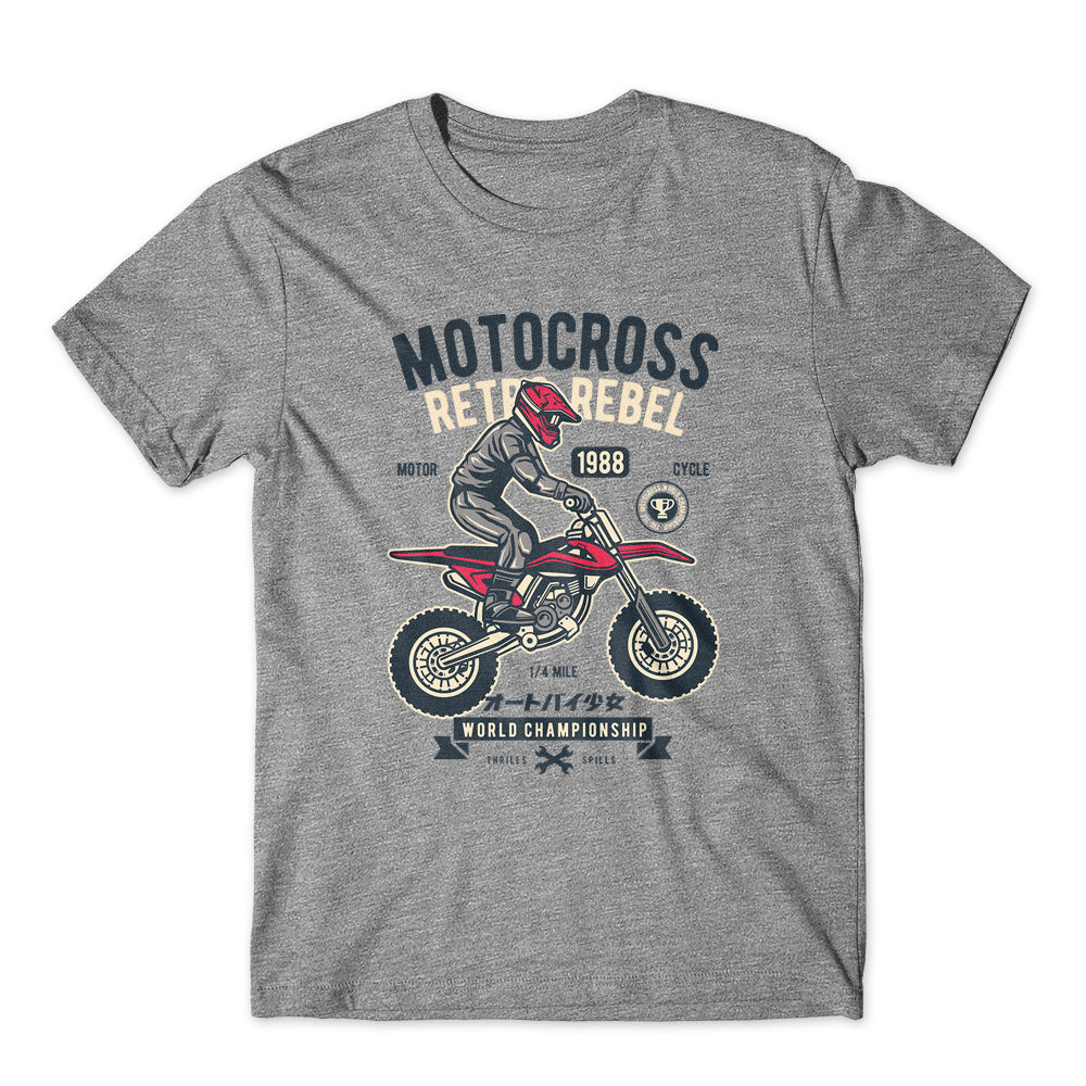 Motocross Retro Rebel T-Shirt 100% Cotton Premium Tee NEW
