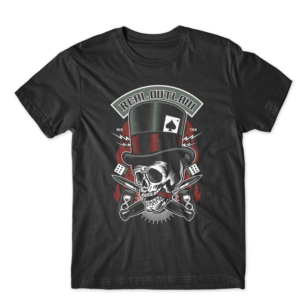Real Outlaw Skull T-Shirt 100% Cotton Premium Tee NEW