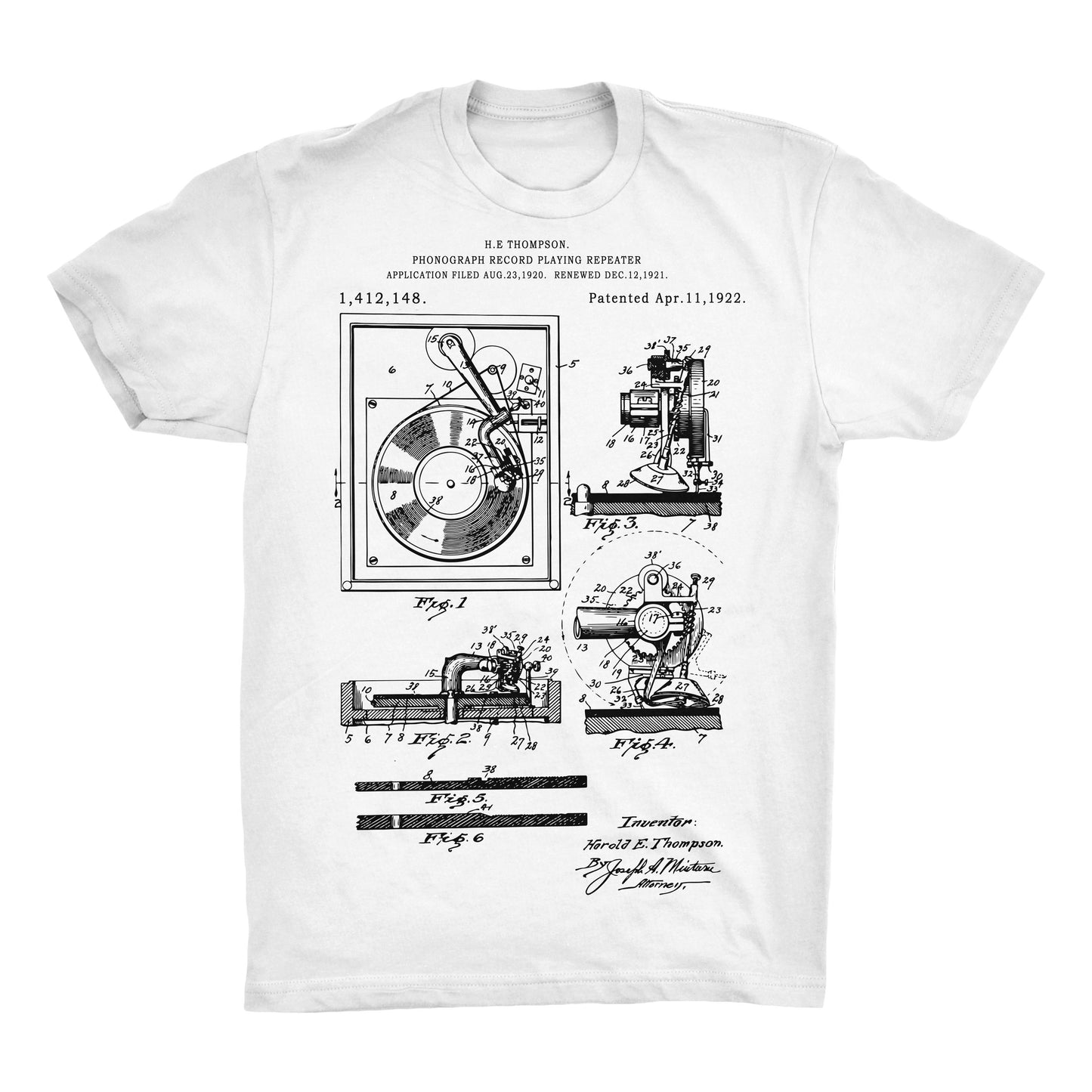 Record Player Patent 100% Cotton Premium T-Shirt