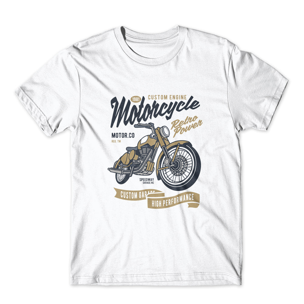 Retro Power Motorcycle T-Shirt 100% Cotton Premium Tee NEW