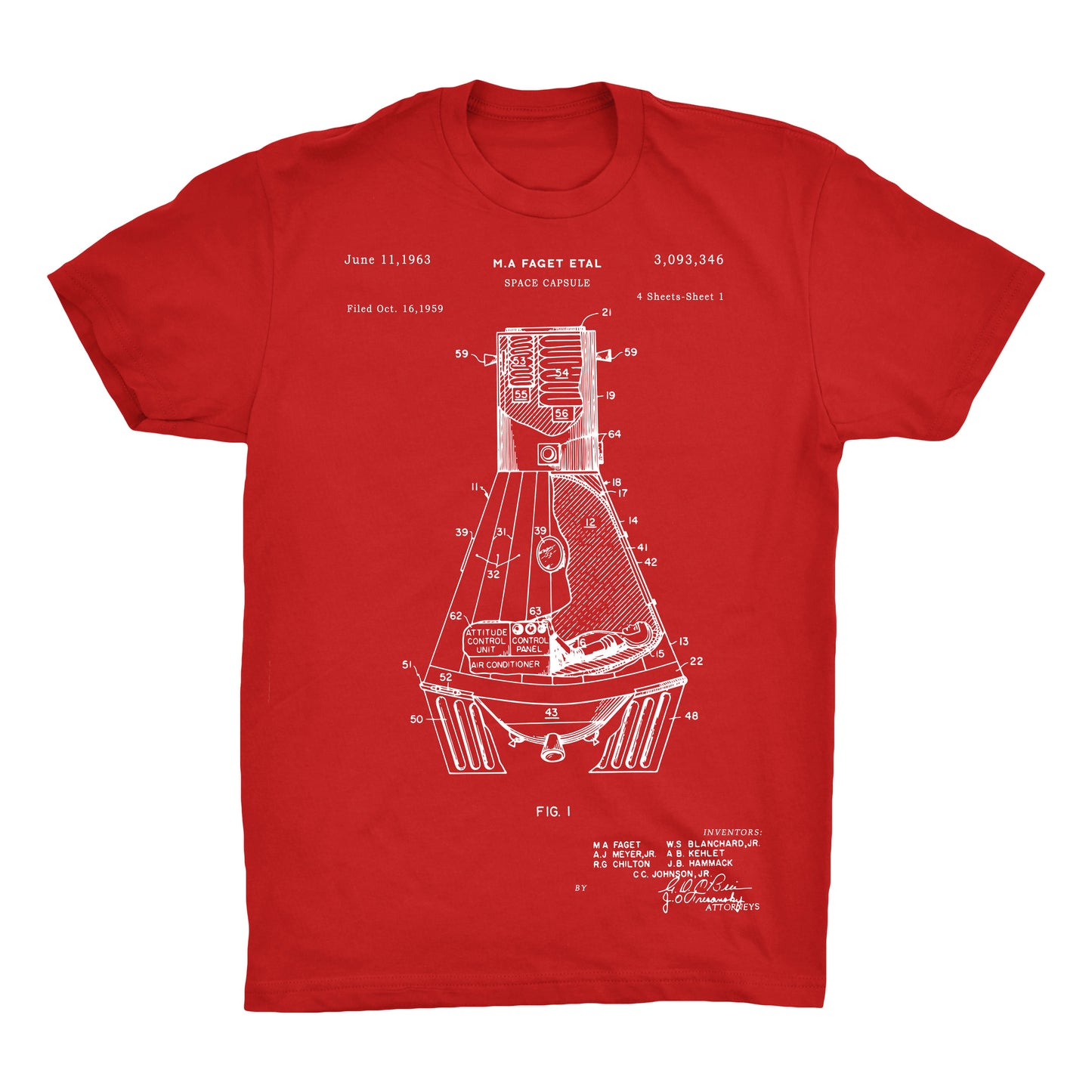 Space Capsule Patent 100% Cotton Premium T-Shirt