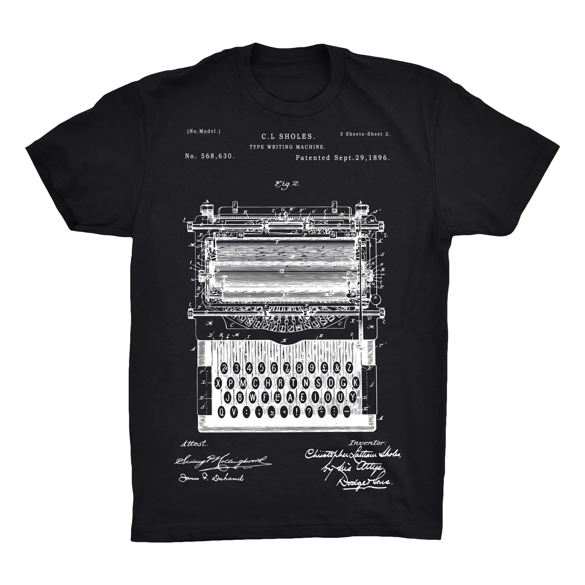 Typewriter 1896-Patent-2 100% Cotton Premium T-Shirt