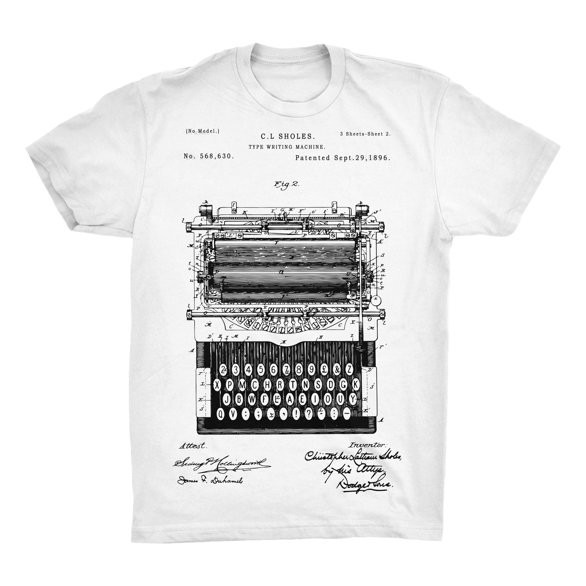 Typewriter 1896-Patent-2 100% Cotton Premium T-Shirt