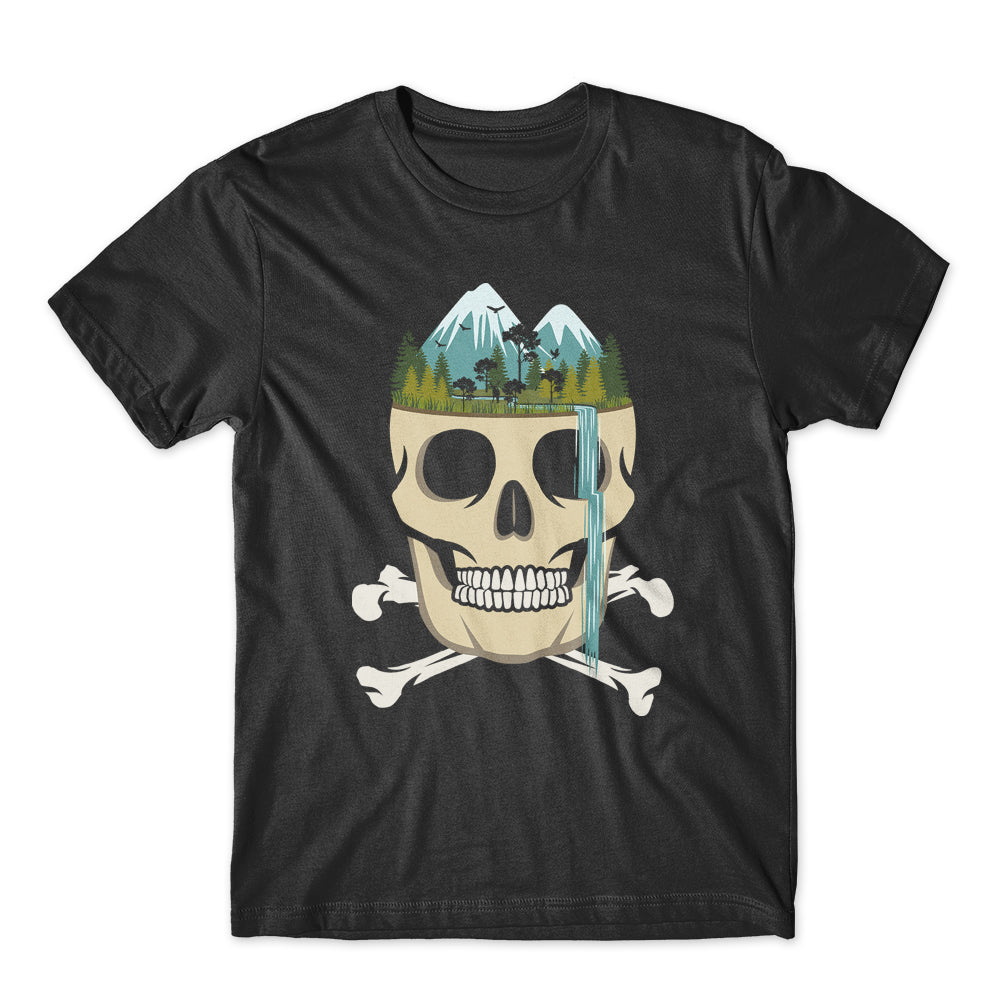 Skull Wild Waterfall T-Shirt 100% Cotton Premium Tee NEW