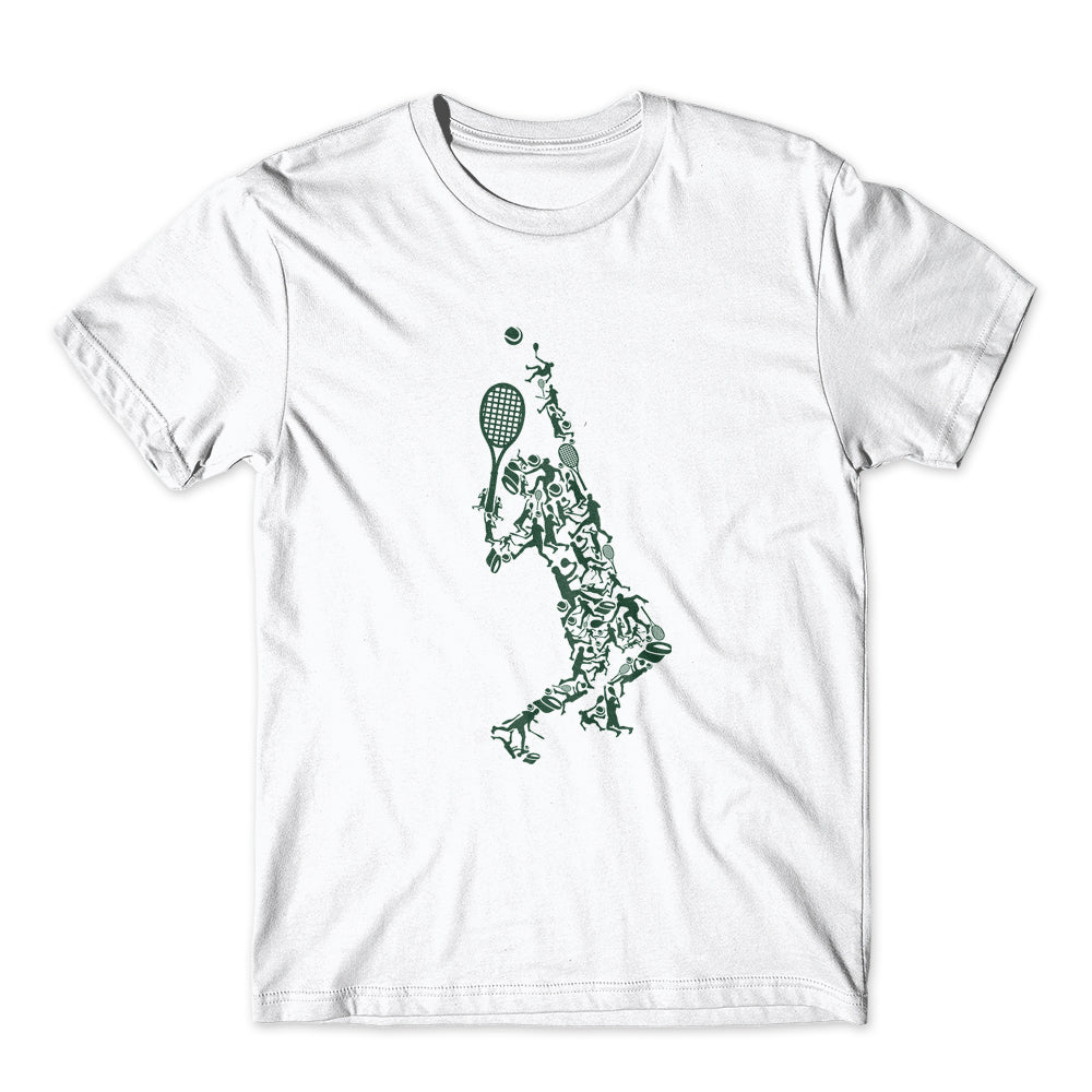 Tennis Player Balls Drawing T-Shirt 100% Cotton Premium Tee NEW