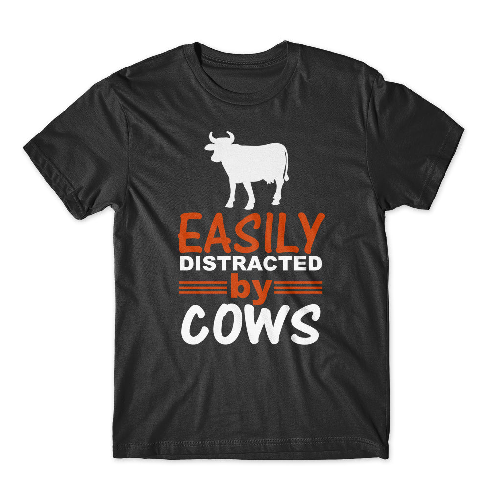 Easily Distracted by Cows T-Shirt 100% Cotton Premium Tee
