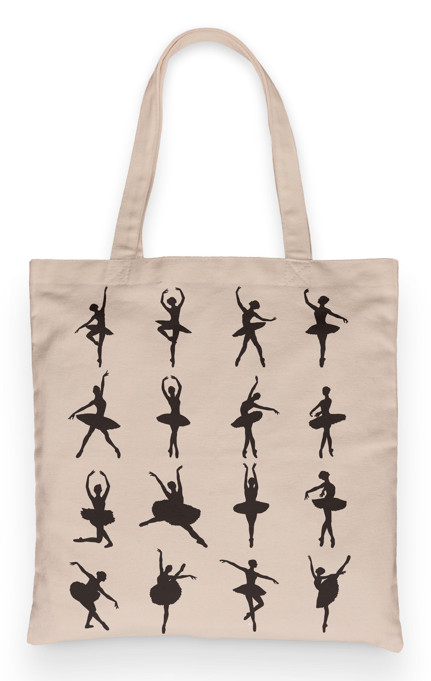 Ballerina Tote 100% Cotton Fun Grocery Tote, Book Tote, Office Tote. Premium Cotton Canvas 15.5" by 19.5 " with 5" Gusset on bottom
