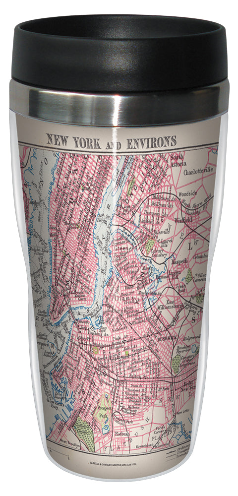 New York City Vintage Map 16 Ounce Travel Mug