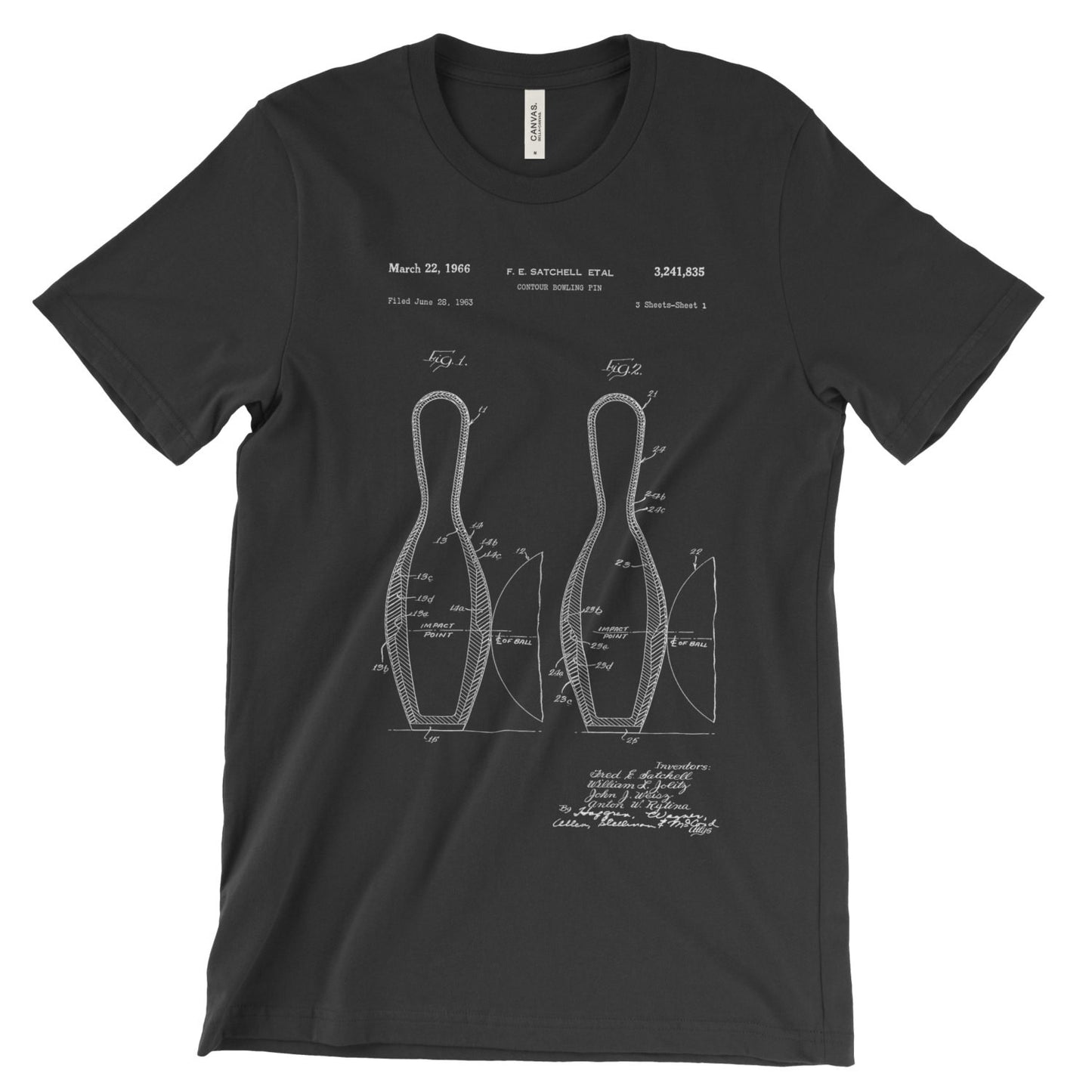 Bowling Pin Patent T-Shirt - Mighty Circus