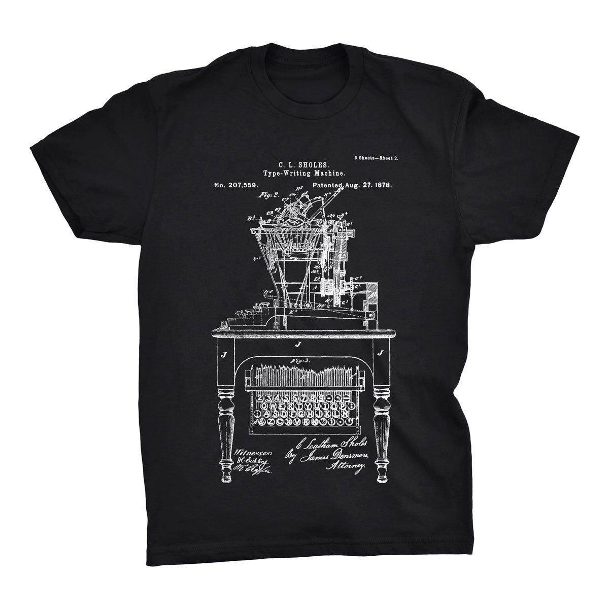Typewriter Patent T-Shirt - Mighty Circus