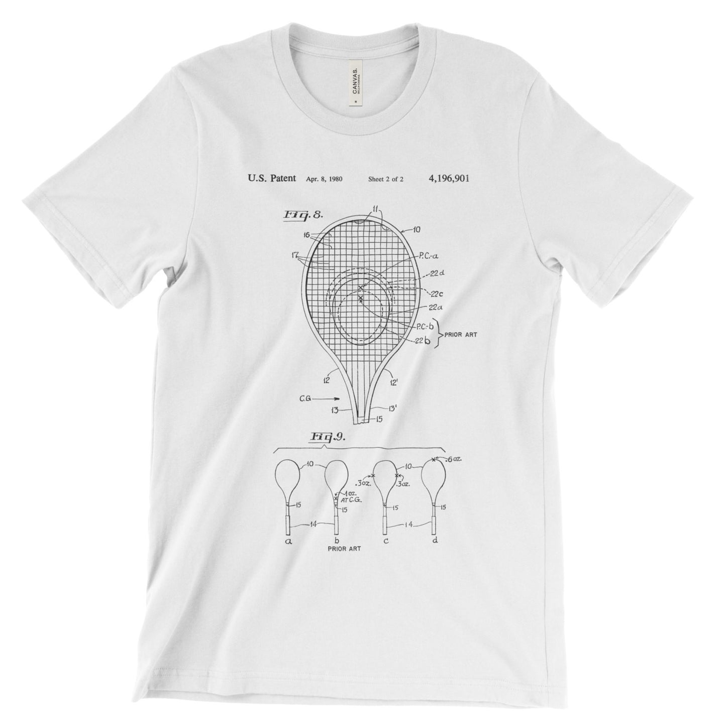 Tennis Racket Patent T-Shirt - Mighty Circus
