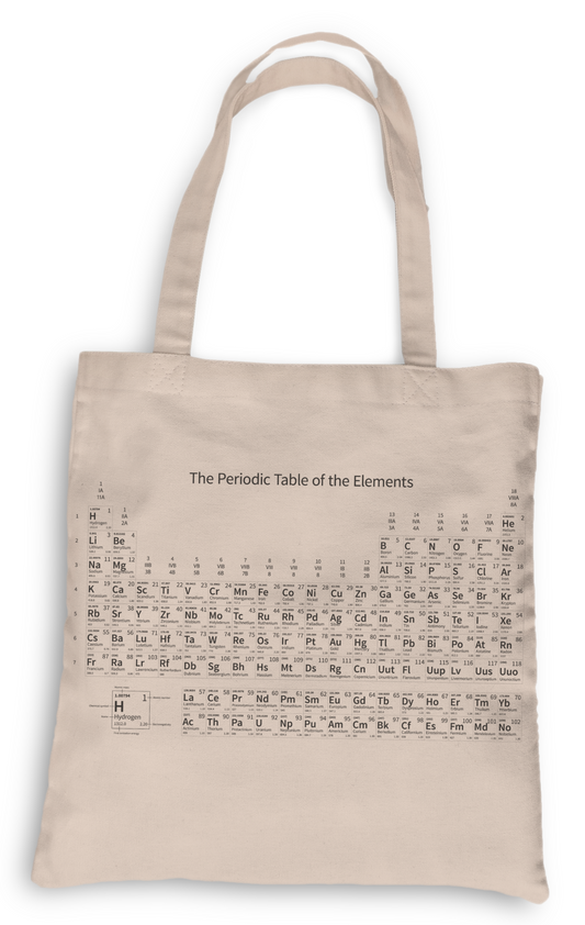 Periodic Table Tote, Grocery Tote, Book Tote, Office Tote, 100% Cotton Fun Tote