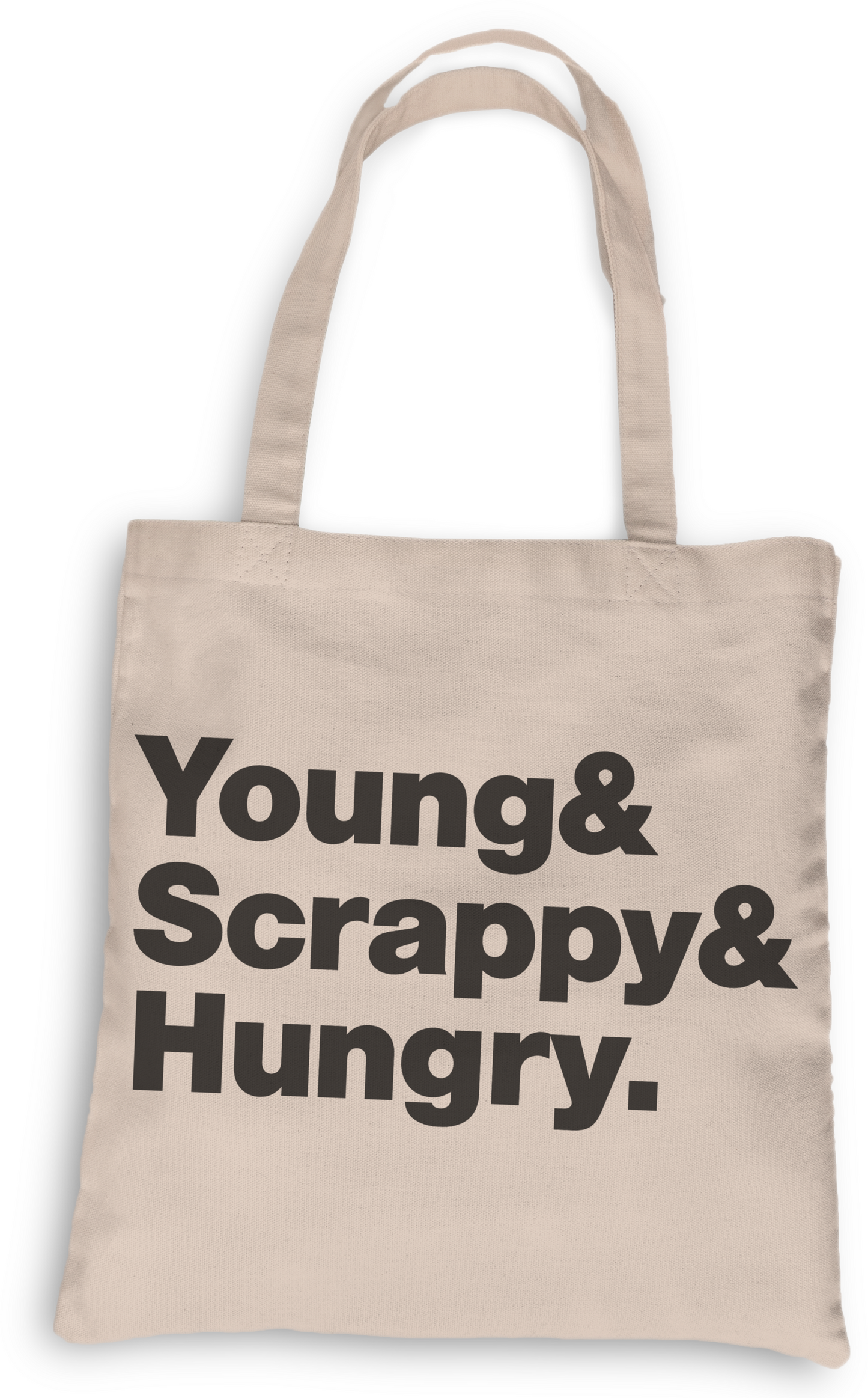 Young Scrappy & Hungry Tote, 100% Cotton Hamilton Tote, Grocery Tote, Book Tote