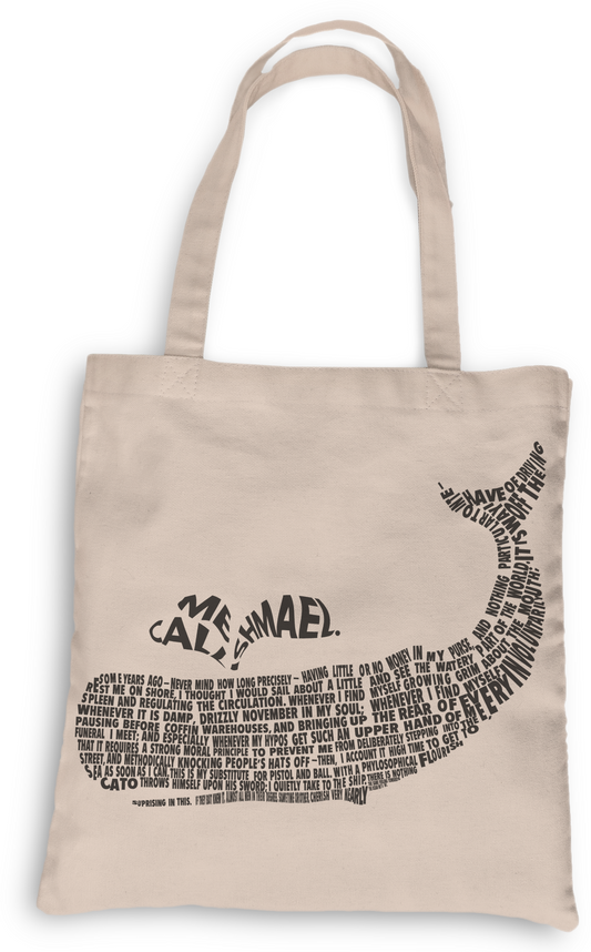 Moby Dick Tote, Grocery Tote, Book Tote, Office Tote, 100% Cotton Fun Tote