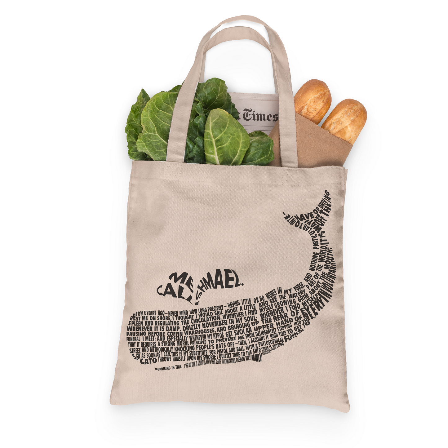 Moby Dick Tote, Grocery Tote, Book Tote, Office Tote, 100% Cotton Fun Tote